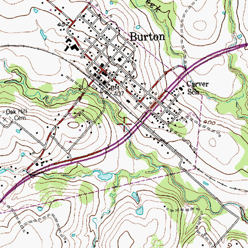 Topographic Map of Burton Farmers Gin, TX