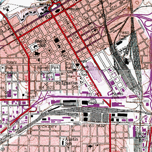 Topographic Map of Saint Patrick Cathedral Complex, TX