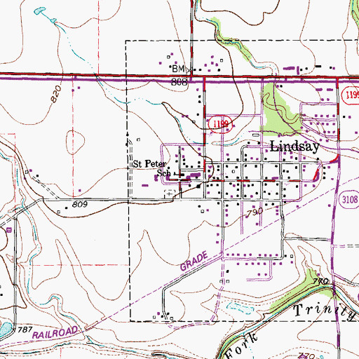 Topographic Map of Saint Peters Roman Catholic Church, TX