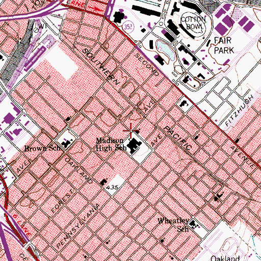 Topographic Map of Trinity English Lutheran Church, TX