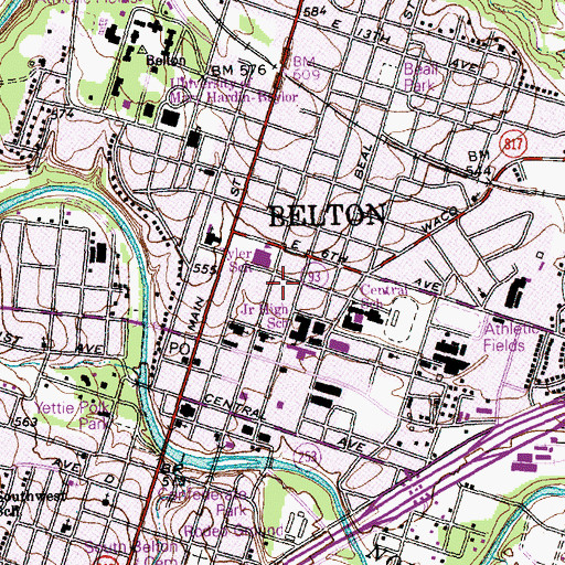 Topographic Map of Old Saint Lukes Episcopal Church, TX