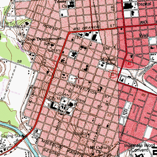 Topographic Map of Our Lady of Lourdes Church, TX