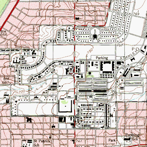 Topographic Map of Post Chapel at Fort Sam Houston, TX