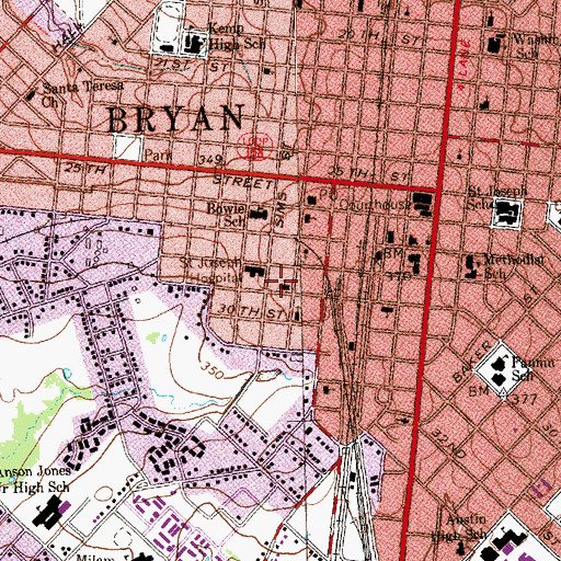 Topographic Map of Saint Anthonys Catholic Church, TX