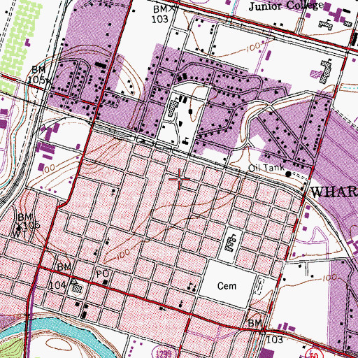 Topographic Map of Saint Johns Evangelical Lutheran Church, TX