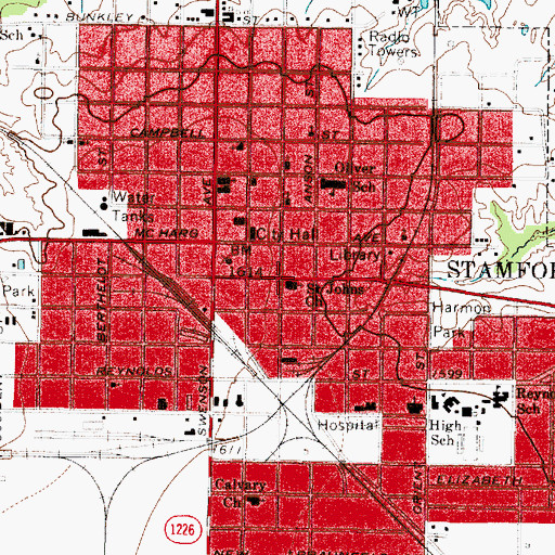Topographic Map of Saint Johns Methodist Church, TX
