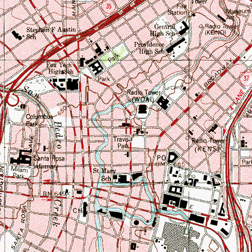 Topographic Map of Saint Marks Episcopal Church, TX