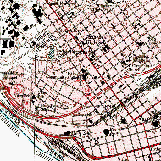 Topographic Map of Old B'nai Zion Synagogue, TX