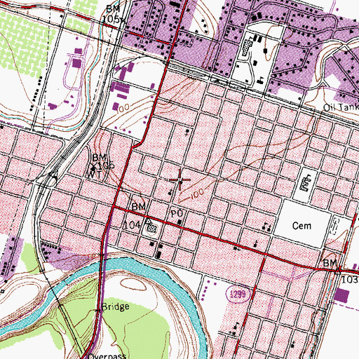 Topographic Map of Old First Methodist Episcopal Church South, TX