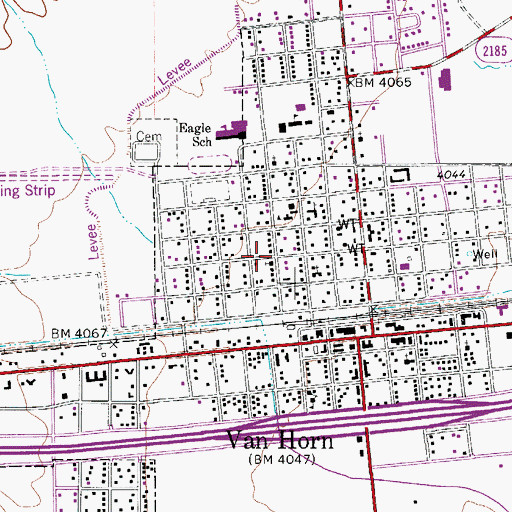 Topographic Map of First Presbyterian Church, TX