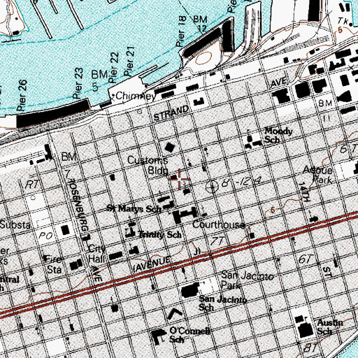 Topographic Map of First Presbyterian Church, TX