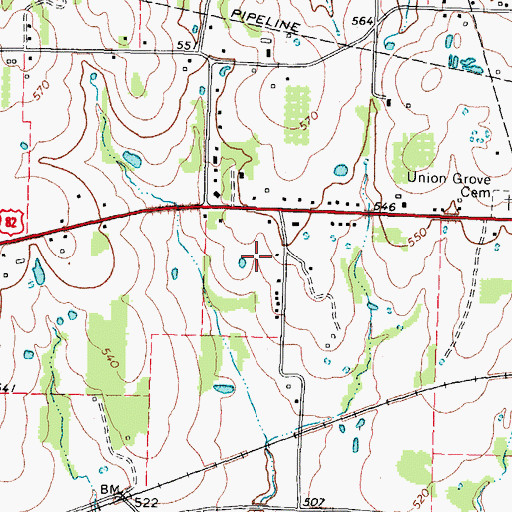 Topographic Map of First Presbyterian Church, TX