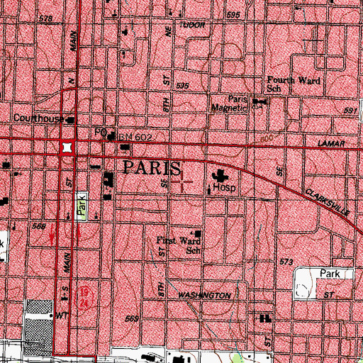Topographic Map of First United Methodist Church, TX