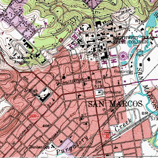 Topographic Map of First United Methodist Church, TX
