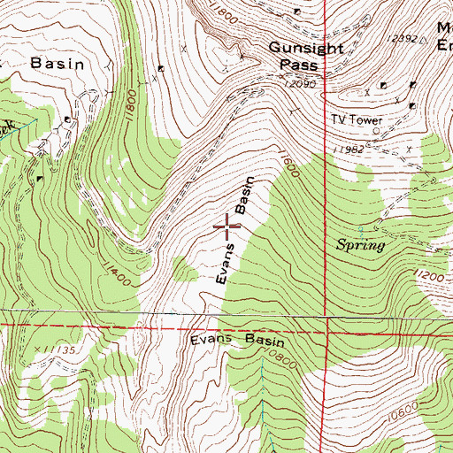 Topographic Map of Evans Basin, CO