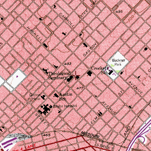 Topographic Map of Grace Methodist Episcopal Church, TX