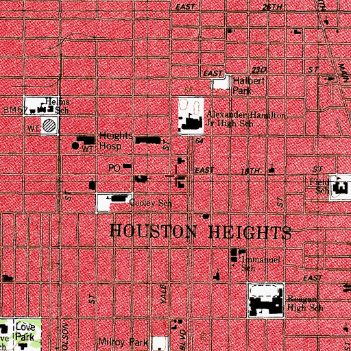 Topographic Map of Heights Christian Church, TX