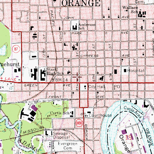 Topographic Map of Lutcher Memorial Church Building, TX