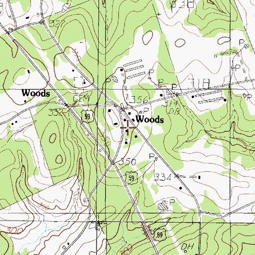 Topographic Map of Methodist Church Concord, TX