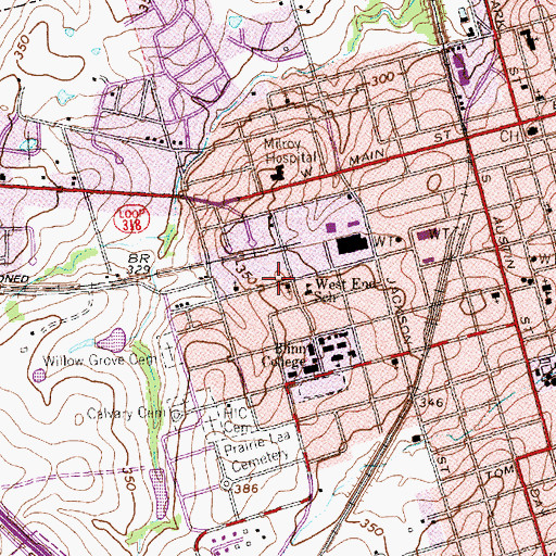 Topographic Map of Mount Zion Methodist Church, TX