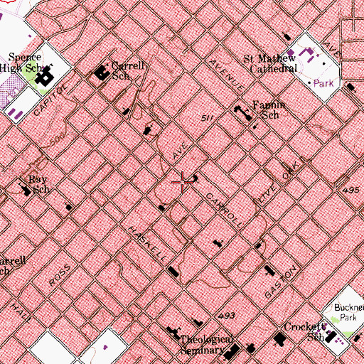 Topographic Map of Central Congregational Church, TX