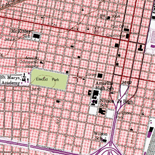Topographic Map of Central Presbyterian Church, TX
