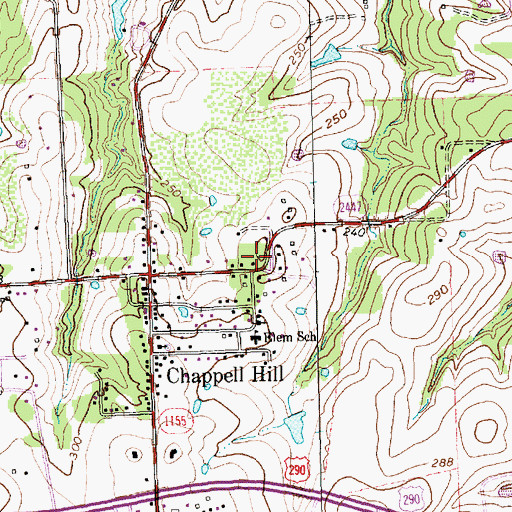 Topographic Map of Chappell Hill Methodist Episcopal Church, TX