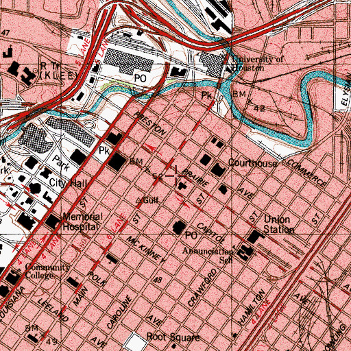 Topographic Map of Christ Church, TX