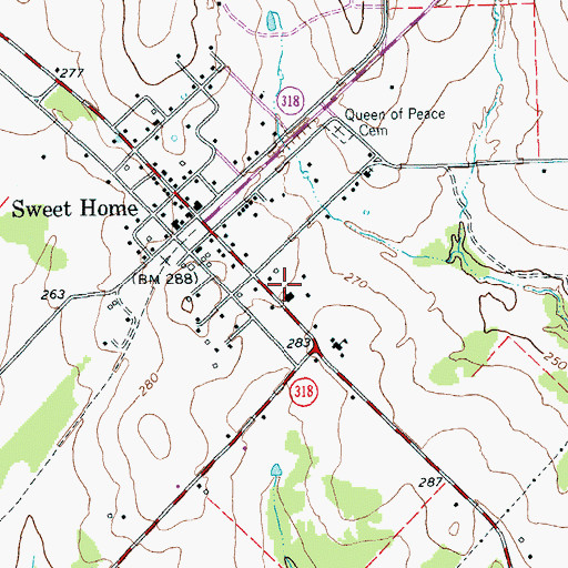 Topographic Map of Church of the Blessed Virgin Mary the Queen of Peace, TX