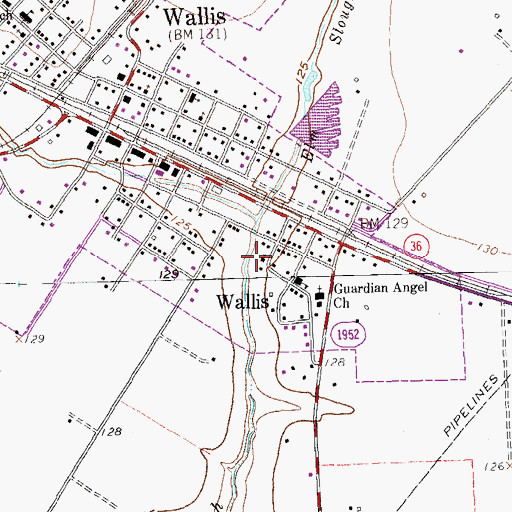 Topographic Map of Church of the Guardian Angel, TX