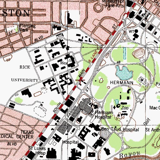 Topographic Map of Edward Albert Palmer Memorial Chapel, TX