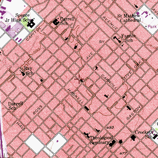 Topographic Map of Emanuel Lutheran Church, TX