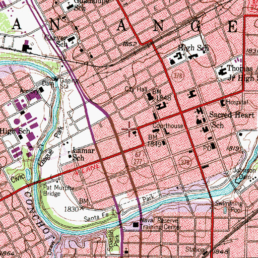 Topographic Map of Emmanuel Episcopal Church, TX