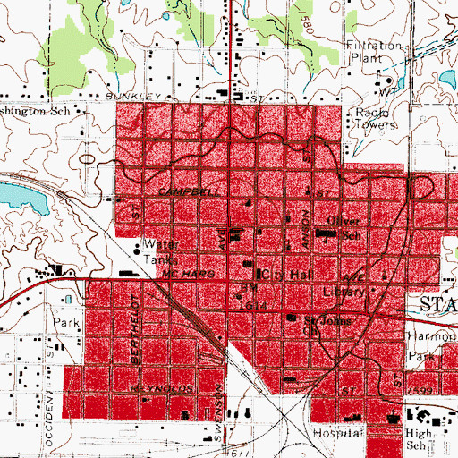 Topographic Map of First Baptist Church, TX