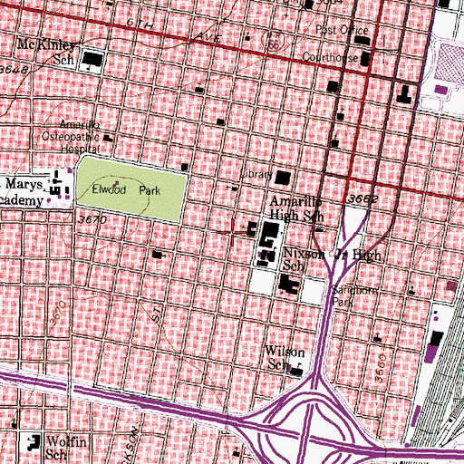 Topographic Map of First Baptist Church, TX