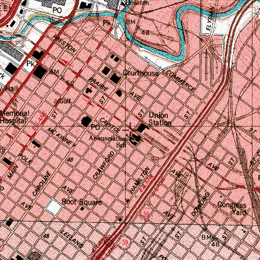 Topographic Map of Annunciation Church, TX