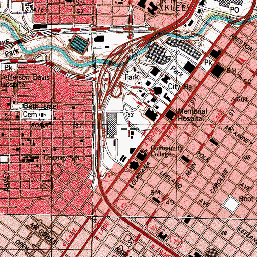 Topographic Map of Antioch Missionary Baptist Church, TX