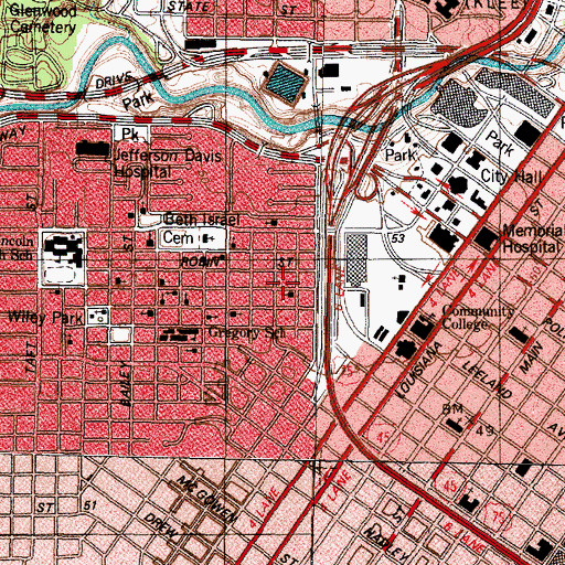 Topographic Map of Bethel Baptist Church, TX
