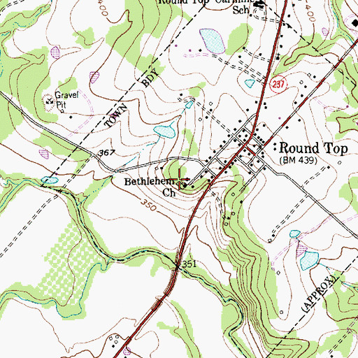 Topographic Map of Bethlehem Lutheran Church, TX