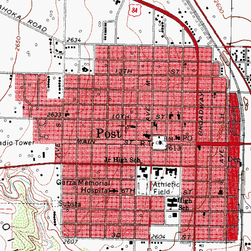 Topographic Map of Old Post Sanitarium, TX