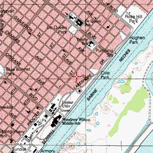 Topographic Map of Pompeiian Villa, TX