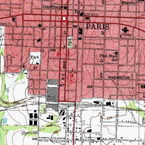 Topographic Map of Samuel Bell Maxey House, TX