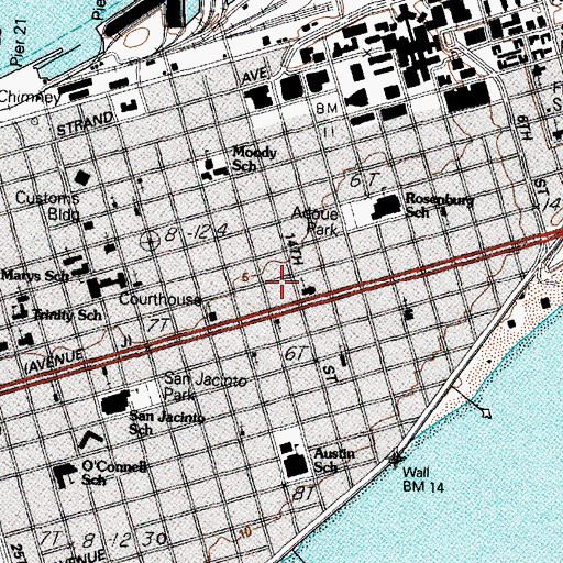 Topographic Map of The Bishops Palace, TX