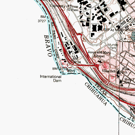 Topographic Map of Franklin Canal, TX