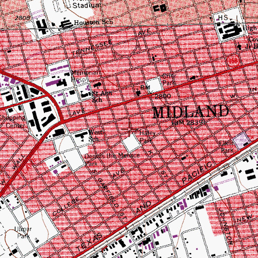 Topographic Map of Nita Stewart Haley Memorial Library, TX