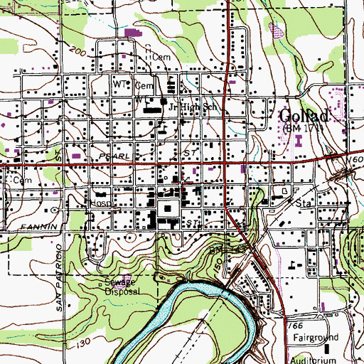 Topographic Map of Old Market House Museum, TX