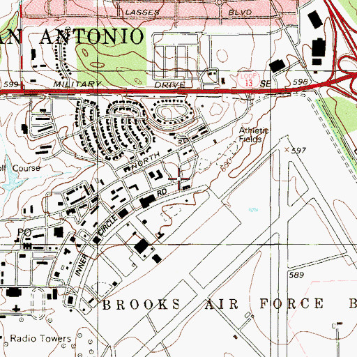Topographic Map of Hangar 9 Museum, TX