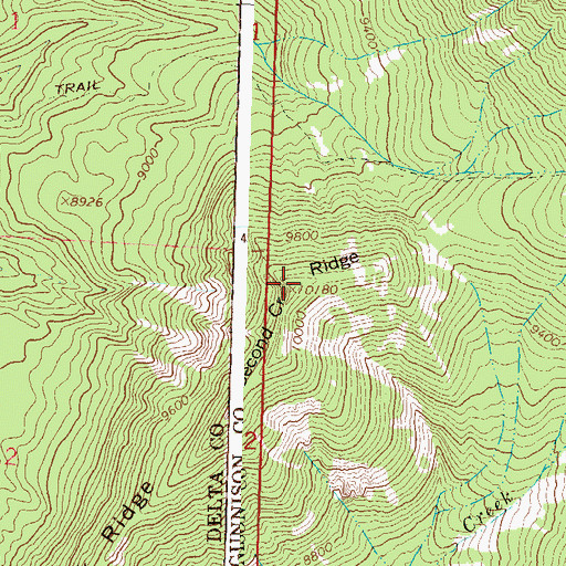 Topographic Map of Second Creek Ridge, CO
