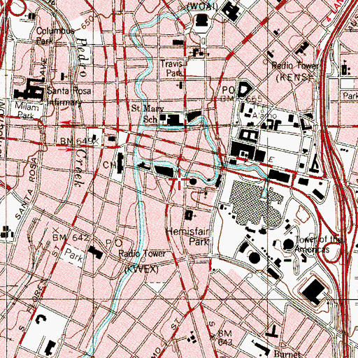 Topographic Map of Bolivar Hall, TX