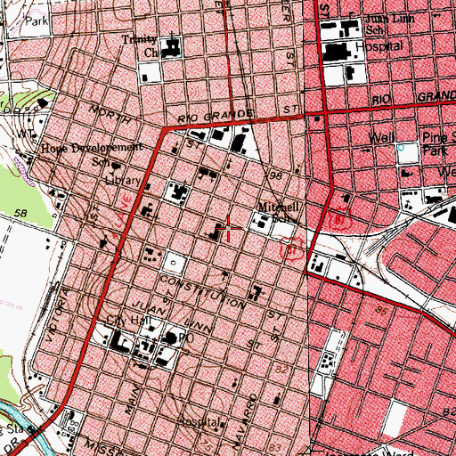 Topographic Map of William Wheeler House, TX